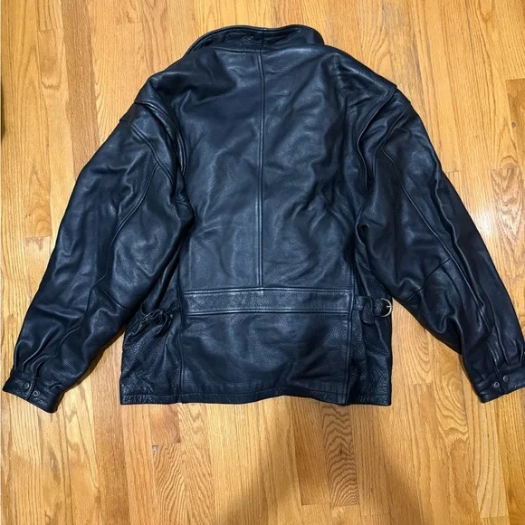 men’s black vintage radius leather jacket - Picture 2 of 7